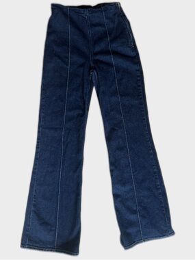 Zara Women's Dark Blue High-Waist Flare Jeans